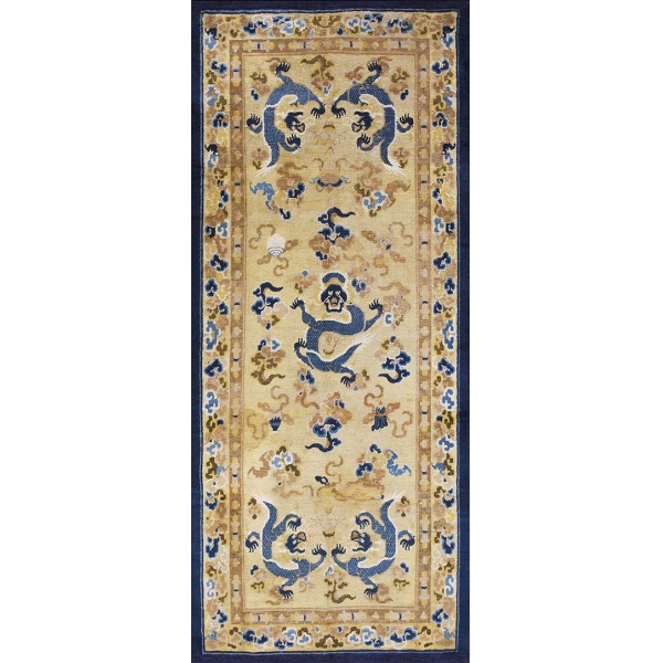18th Century Chinese Ningxia Kang Dragon Carpet