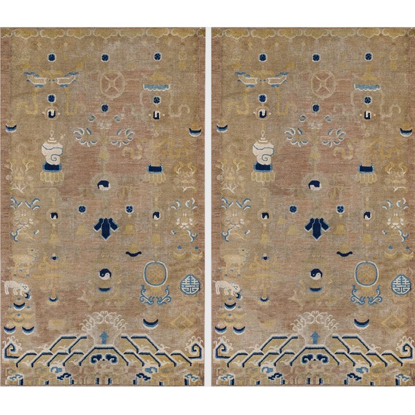 Mid 19th Century Pair of Ningxia Pillar Carpets
