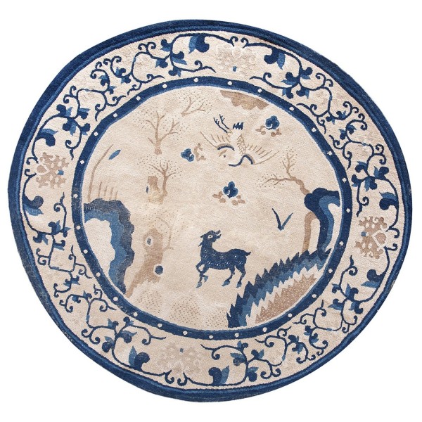 Early 20th Century Round Chinese Peking Carpet