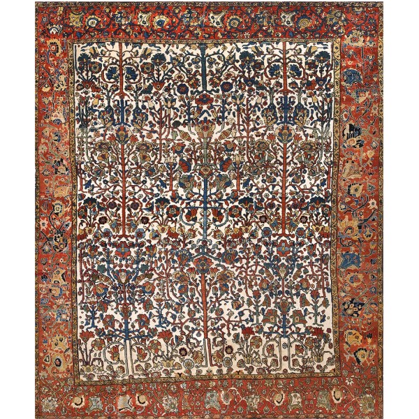 19th Century Persian Sarouk Farahan Wool & Silk Carpet
