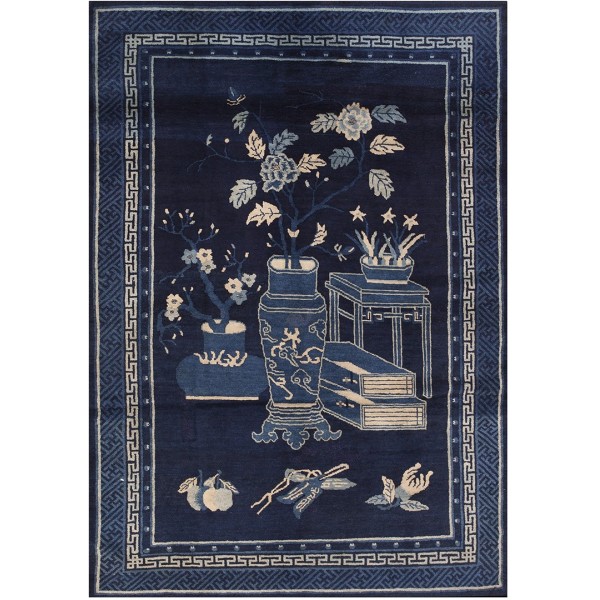 Early 20th Century Chinese Baotou Scholars Carpet