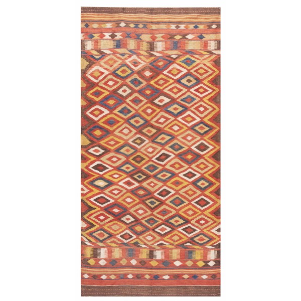 19th Century Afghan Maimana Flat-weave Carpet 