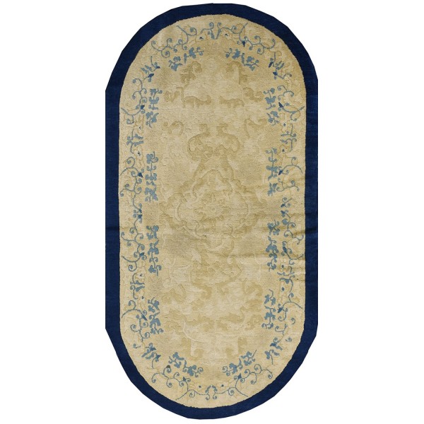 Early 20th Century Oval Chinese Peking Rug