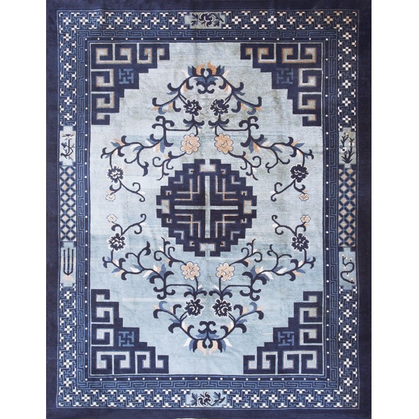 19th Century Chinese Peking Carpet with Architectural Design