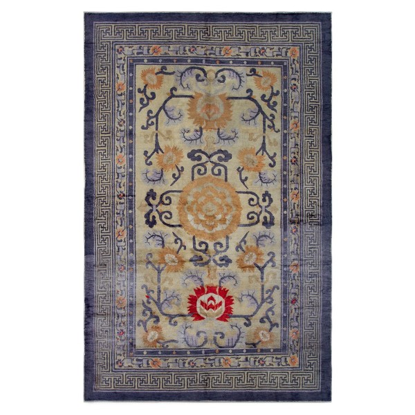 Late 19th Century W. Chinese Ningxia Silk Carpet 