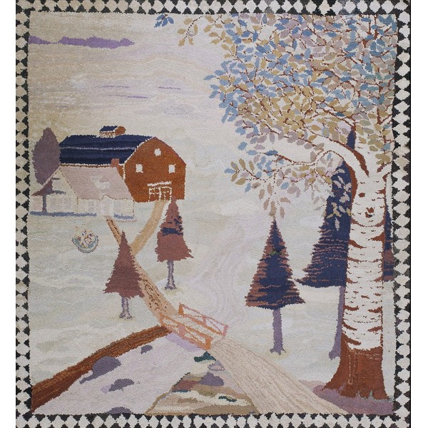 Early 20th Century Scenic American Hooked Rug