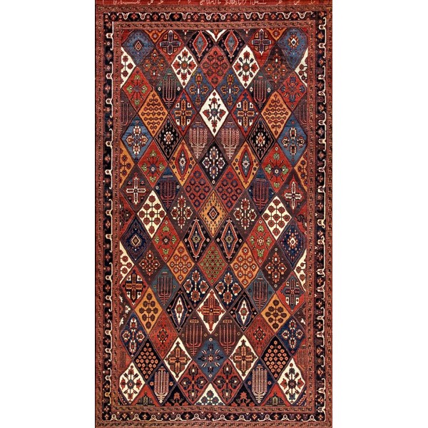 Late 19th Century Inscribed Persian Bakhtiari Garden Carpet