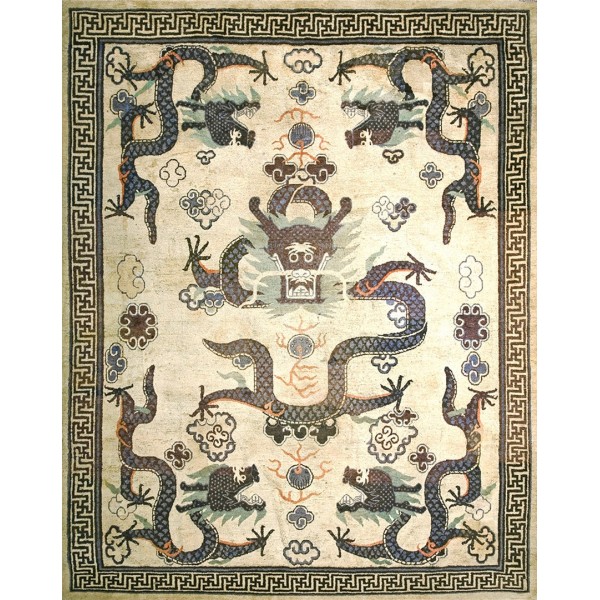 19th Century Chinese Mongolian Dragon Carpet