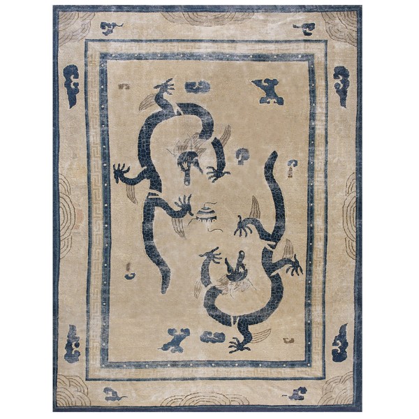 19th Century Chinese Ningxia Dragon Carpet