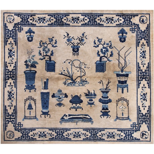Early 20th Century Chinese Peking 100 Antiques Carpet