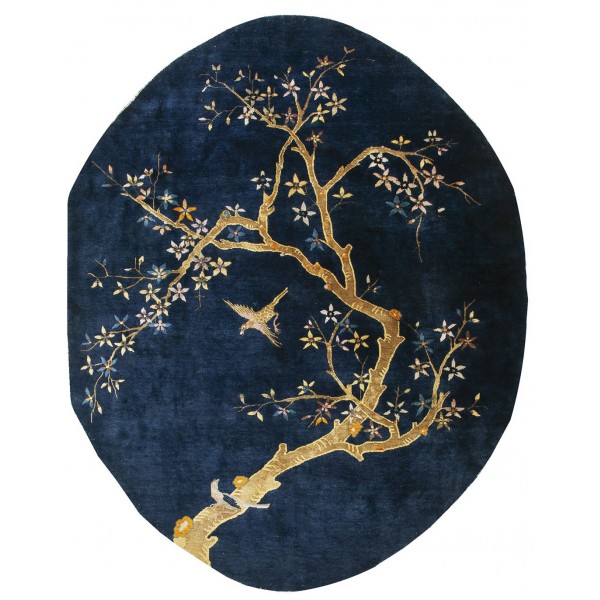 1920s Oval Chinese Peking Carpet