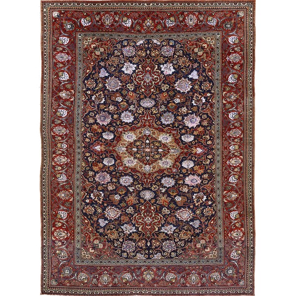 Early 20th Century Persian Silk & Wool Kashan Carpet