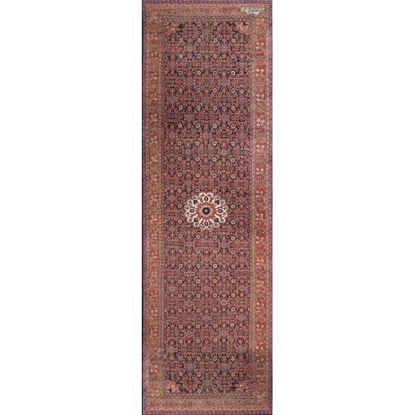 Mid-19th Century N.W. Persian Long Gallery Carpet Inscribed & Dated