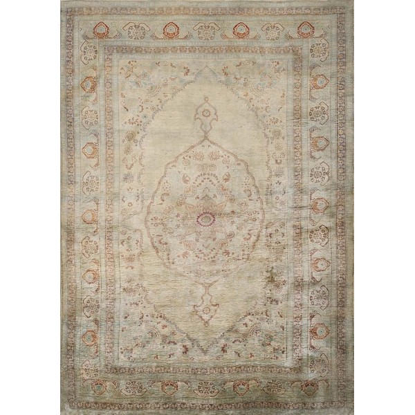 19th Century Persian Silk Tabriz Carpet 