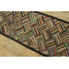 1930s American Hooked Rug with Basket Weave Pattern