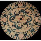 19th Century W. Chinese Round Ningxia Dragon Carpet