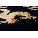 Vintage 1980s Round Chinese Peking Dragon Carpet 8' R 