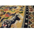 Early 20th Century Chinese Silk & Metallic Thread Foo Dog Rug