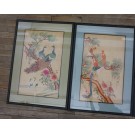 Early 20th Century Set of Silk Embroidery of Peacock & Phoenix