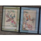 Early 20th Century Set of Silk Embroidery of Peacock & Phoenix