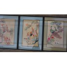 Early 20th Century Set of Silk Embroidery of Peacock & Phoenix