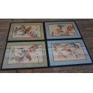 Early 20th Century Set of Silk Embroidery of Peacock & Phoenix