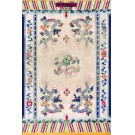 Early 20th Century Chinese Silk & Metallic Threads Carpet with Inscription 